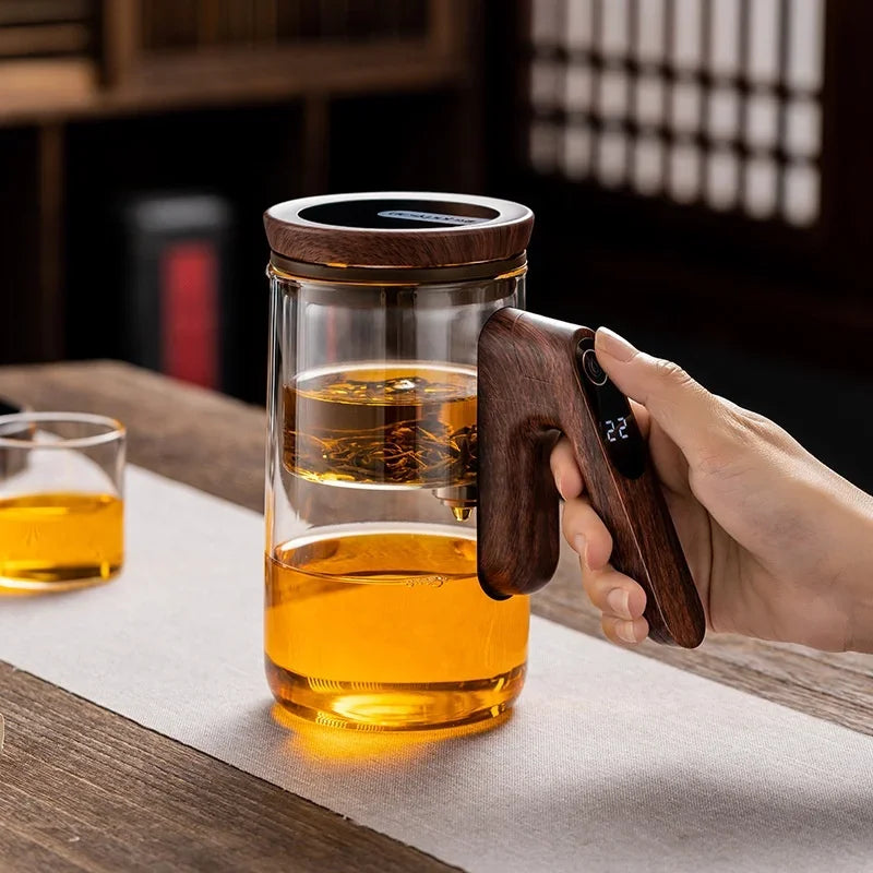 Hotpot Pro™ | Elegant Glass Teapot with Wooden Accents
