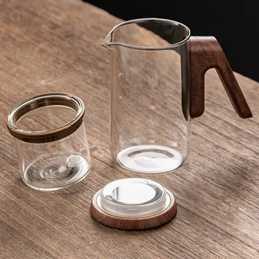 Hotpot Pro™ | Elegant Glass Teapot with Wooden Accents